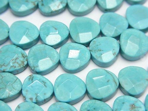 マグネサイトターコイズ 縦穴マロンカット9×9×3mm 1連(約36cm)の画像