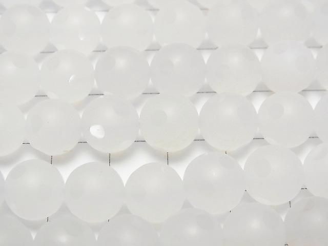 【動画】ホワイトカルセドニー 水玉柄ラウンドカット10mm 1連(約37cm) サムネイル2
