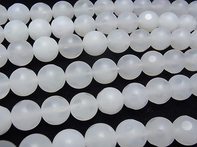 【動画】ホワイトカルセドニー 水玉柄ラウンドカット12mm 半連/1連(約37cm) サムネイル3