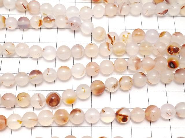 【動画】ウルグアイ産ホワイト&オレンジカルセドニー ラウンド8mm 1連(約35cm) サムネイル3