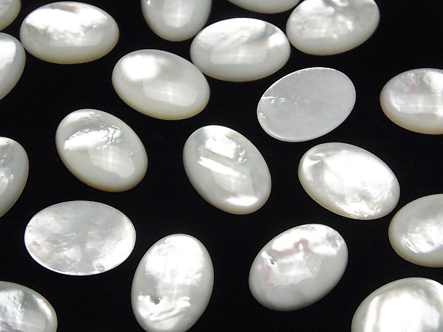 ホワイトシェル（白蝶貝） オーバル カボション18×13mm 1個｜天然石