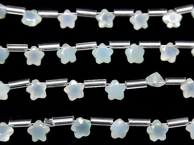 【動画】宝石質シーブルーカルセドニーAAA スターカット6×6mm 1連(8粒) サムネイル3