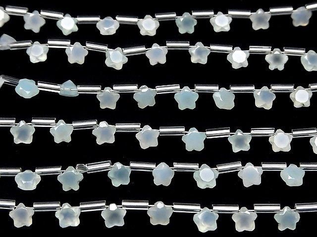 【動画】宝石質シーブルーカルセドニーAAA スターカット6×6mm 1連(8粒) サムネイル4