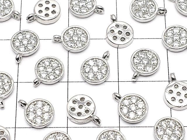メタルパーツ コイン型チャーム8×6mm シルバーカラー(CZ付) 3個 サムネイル3