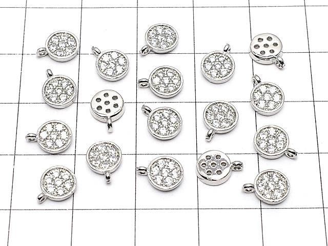 メタルパーツ コイン型チャーム8×6mm シルバーカラー(CZ付) 3個 サムネイル4