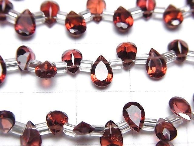 【動画】宝石質モザンビーク産ガーネットAAA ペアシェイプファセットカット6×4mm 半連/1連(28粒) サムネイル2