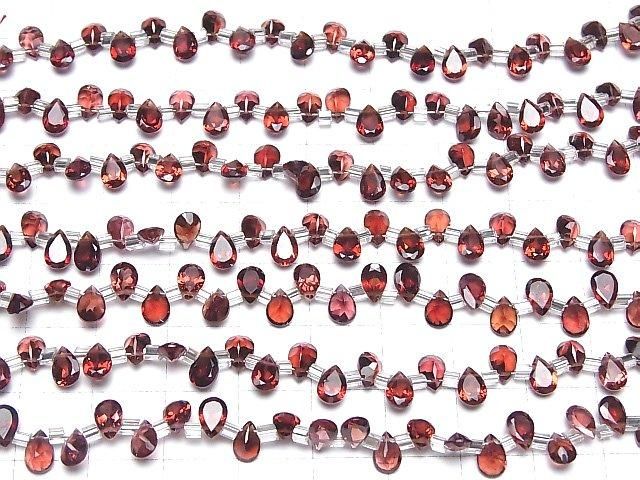 【動画】宝石質モザンビーク産ガーネットAAA ペアシェイプファセットカット6×4mm 半連/1連(28粒) サムネイル3