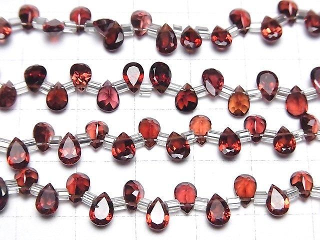 【動画】宝石質モザンビーク産ガーネットAAA ペアシェイプファセットカット6×4mm 半連/1連(28粒) サムネイル4