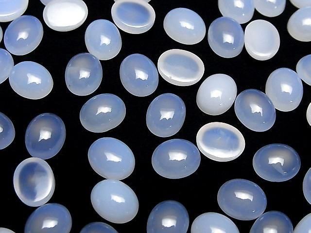 【動画】天然色ブルーカルセドニーAAA- オーバル カボション10×8mm 3個 サムネイル4