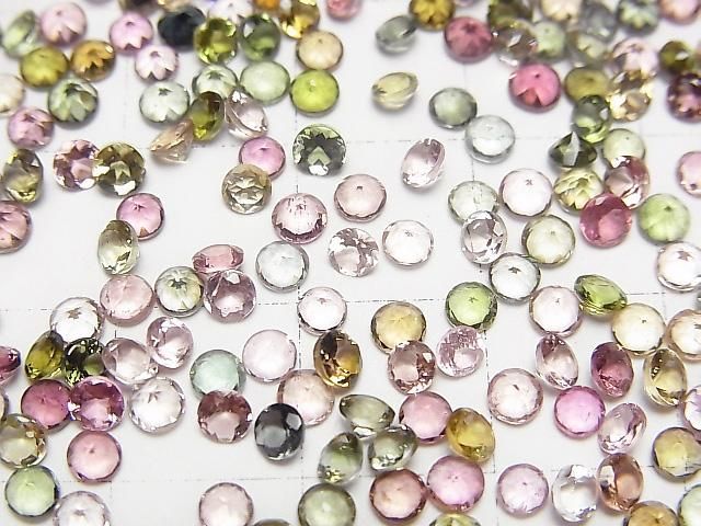 【動画】宝石質マルチカラートルマリンAAA ルース ラウンドファセットカット3×3mm 10粒 サムネイル2