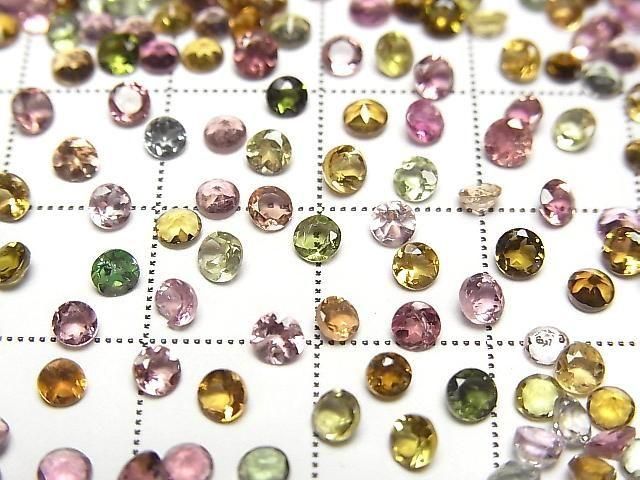 【動画】宝石質マルチカラートルマリンAAA ルース ラウンドファセットカット3×3mm 10粒 サムネイル2