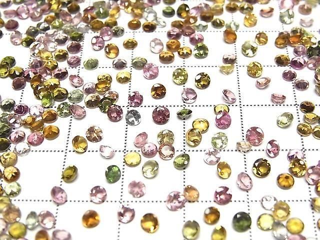 【動画】宝石質マルチカラートルマリンAAA ルース ラウンドファセットカット3×3mm 10粒 サムネイル3