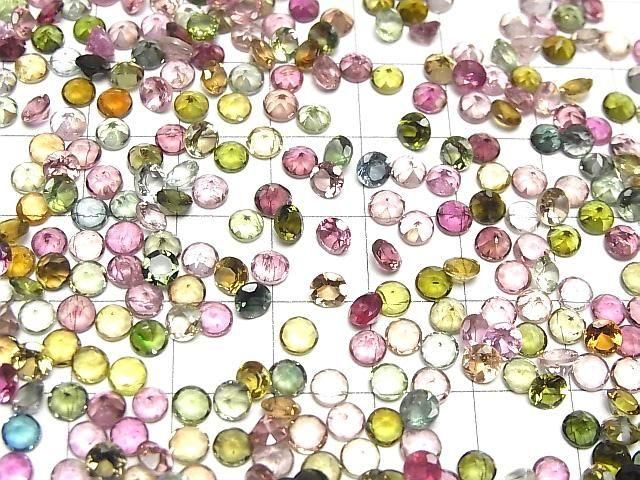 【動画】宝石質マルチカラートルマリンAAA ルース ラウンドファセットカット4×4mm 10粒 サムネイル4