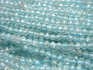 【動画】【素晴らしい輝き】宝石質ブルーアパタイトAAA-　極小ボタンカット2.5×2.5×2mm　1連（約38cm）