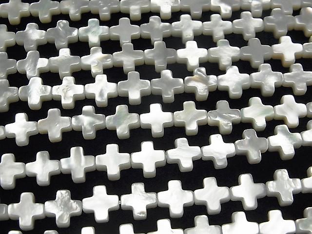 【動画】高品質ホワイトシェル クロス(十字架)8×8×3mm 1/4連~1連(約38cm) サムネイル3