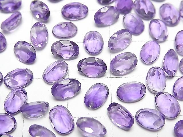 【動画】宝石質アメジストAAA- オーバルファセットカット7×5×3mm 1/4連~1連(ブレス) サムネイル3