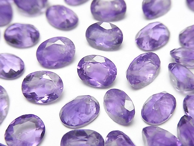 アメジスト（紫水晶） オーバルファセットカット8×6×3mm 10粒～ブレスレット｜天然石ビーズの卸問屋・通販ケンケンジェムズ