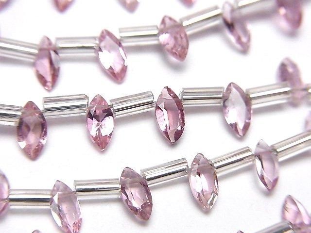 【動画】宝石質ピンクトルマリンAAA マーキス ファセットカット6×3mm 1連(8粒)の画像