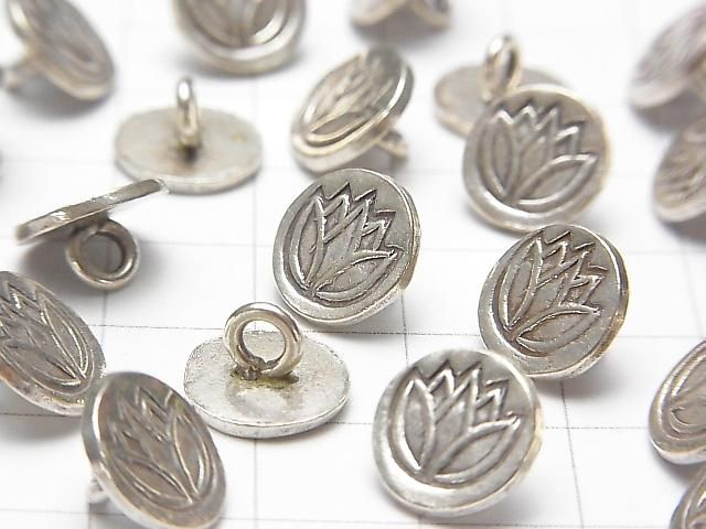 カレンシルバー チューリップ模様入りコイン型チャーム(コンチョ)11×11×6mm 1個 サムネイル3