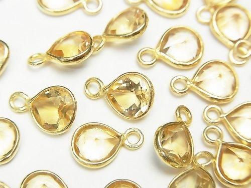【動画】宝石質シトリンAAA 枠留めマロンファセットカット7×7mm 18KGP 5個の画像