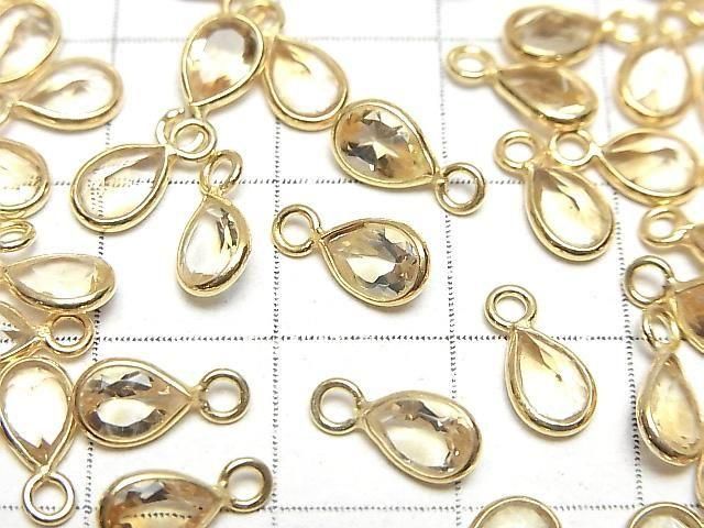 【動画】宝石質シトリンAAA 枠留めペアシェイプファセットカット7×5mm 18KGP 5個 サムネイル2