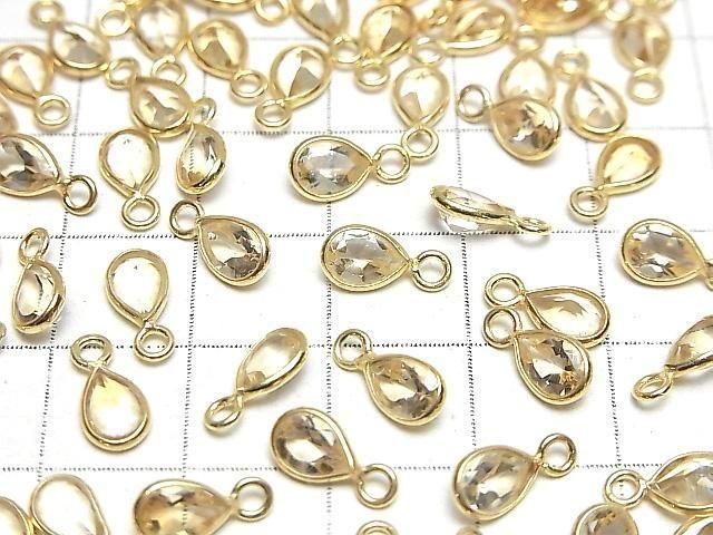 【動画】宝石質シトリンAAA 枠留めペアシェイプファセットカット7×5mm 18KGP 5個 サムネイル3