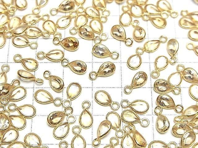【動画】宝石質シトリンAAA 枠留めペアシェイプファセットカット7×5mm 18KGP 5個 サムネイル4
