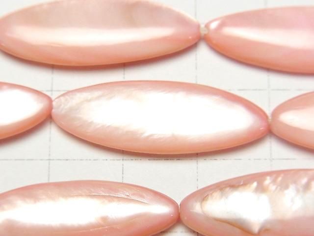 【動画】クラシックピンクカラーシェル 縦長マーキス30×10×4mm 1連(約35cm) サムネイル2