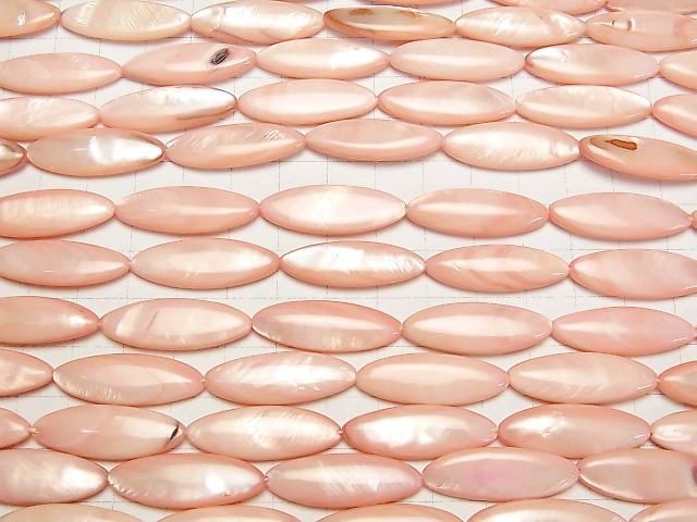 【動画】クラシックピンクカラーシェル 縦長マーキス30×10×4mm 1連(約35cm) サムネイル3