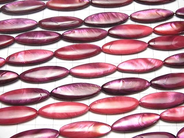 【動画】レッド~パープルカラーシェル 縦長マーキス30×10×4mm 1連(約34cm) サムネイル3