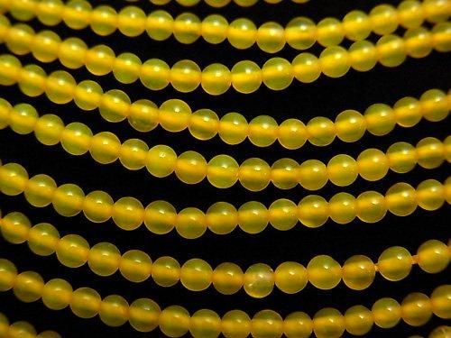 イエローカラーカルセドニー 極小ラウンド2mm 1連(約38cm)の画像