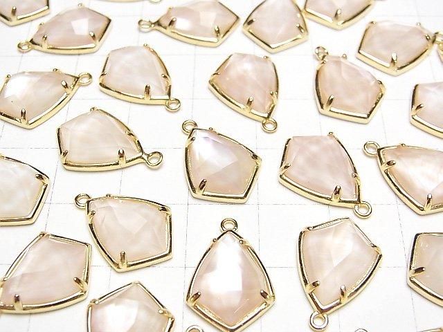 【動画】ピンクシェル×クリスタルAAA 枠留めマーキスカット16×12mm 18KGP製 1個 サムネイル3