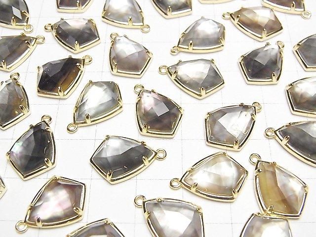 【動画】ブラックシェル×クリスタルAAA 枠留めマーキスカット16×12mm 18KGP製 1個 サムネイル3