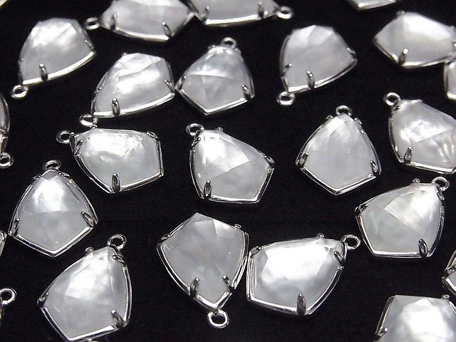 【動画】ホワイトシェル×クリスタルAAA 枠留めマーキスカット16×12mm SILVER925製 1個 サムネイル3