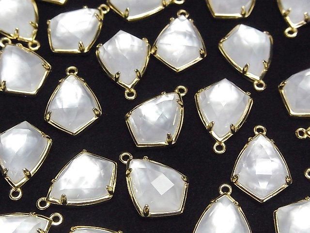 【動画】ホワイトシェル×クリスタルAAA 枠留めマーキスカット16×12mm 18KGP製 1個 サムネイル3