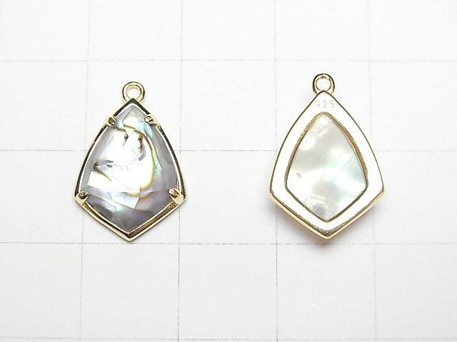 【動画】アバロンシェル×クリスタルAAA 枠留めマーキスカット16×12mm 18KGP製 1個 サムネイル2