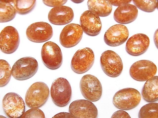 【動画】宝石質サンストーンAAA オーバル カボション8×6mm 2個の画像