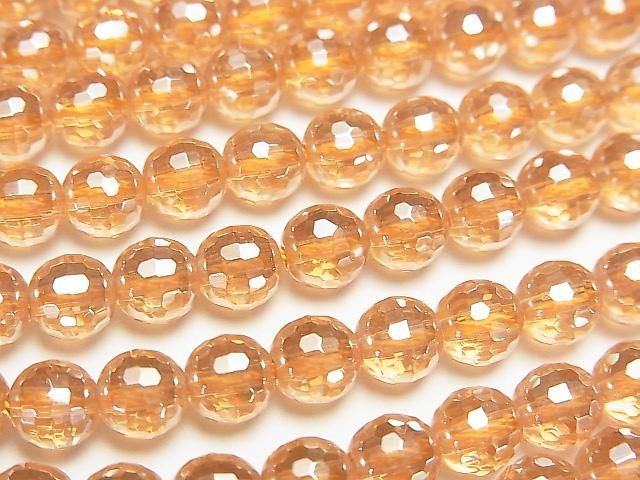【動画】シャンパンカラークォーツAAA 128面ラウンドカット6mm 半連/1連(約37cm)の画像