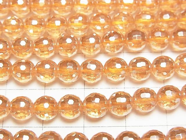 【動画】シャンパンカラークォーツAAA 128面ラウンドカット6mm 半連/1連(約37cm) サムネイル2