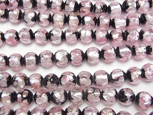 【動画】とんぼ玉 ラウンド10mm 【ピンク×シルバー×ブラック】 1/4連~1連(約34cm) サムネイル3
