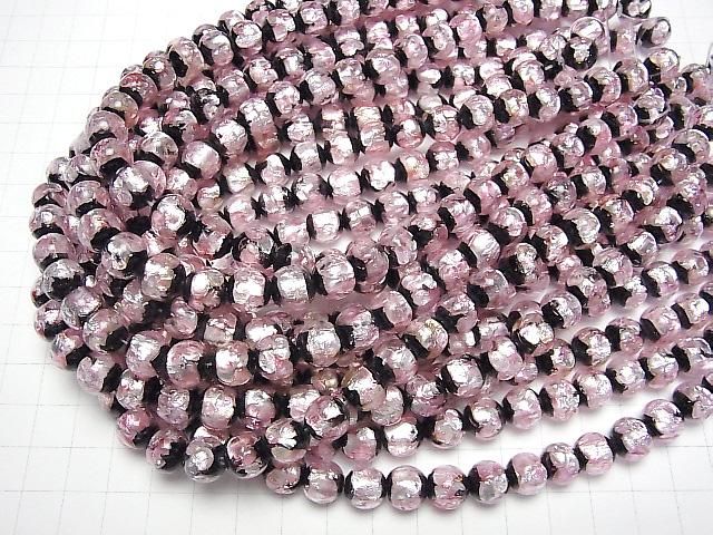 【動画】とんぼ玉 ラウンド10mm 【ピンク×シルバー×ブラック】 1/4連~1連(約34cm) サムネイル4