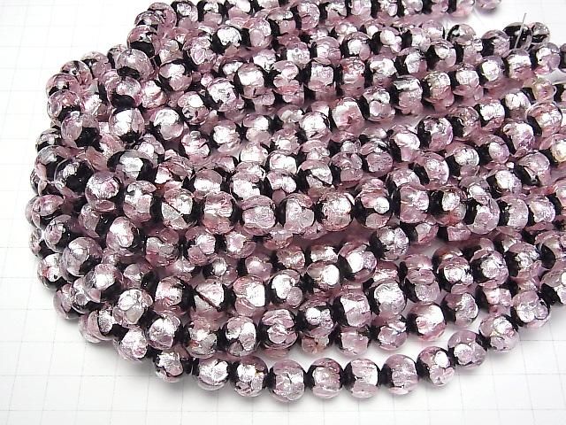 【動画】とんぼ玉 ラウンド12mm 【ピンク×シルバー×ブラック】 1/4連~1連(約32cm) サムネイル4