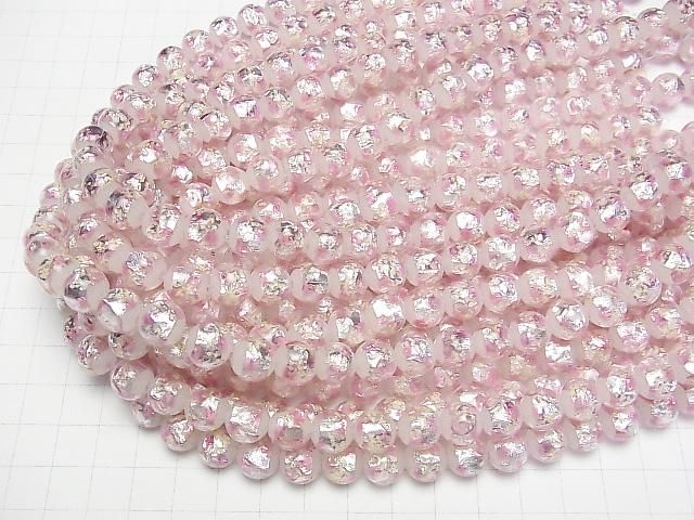 【動画】とんぼ玉 ラウンド10mm 【ピンク×シルバー×ホワイト/蓄光タイプ】 1/4連~1連(約36cm) サムネイル4