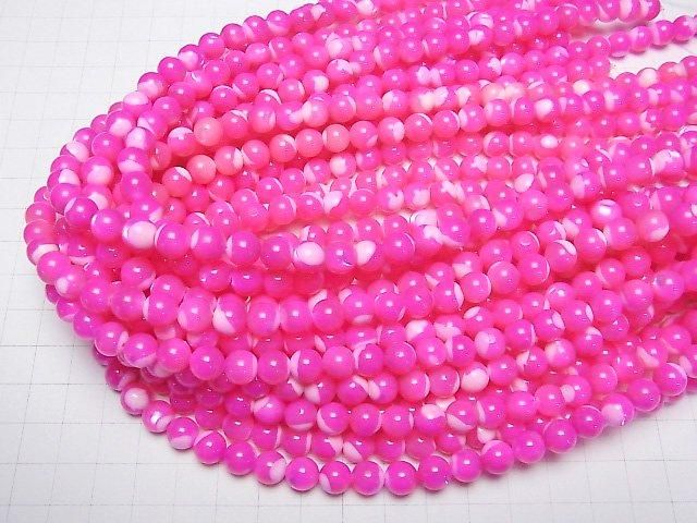 【動画】マザーオブパール フューシャピンク ラウンド8mm 1連(約38cm) サムネイル4