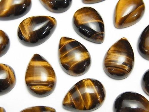 【動画】イエロータイガーアイAA++ ペアシェイプ カボション14×10mm 3個の画像