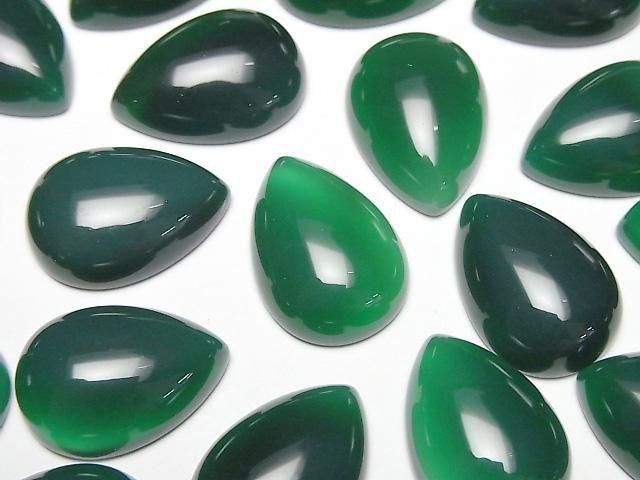 【動画】グリーンオニキスAAA ペアシェイプ カボション18×13mm 3個の画像