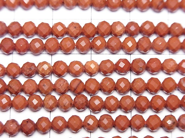 レッドジャスパー 32面ラウンドカット4mm 1連｜天然石ビーズの卸問屋・通販ケンケンジェムズ