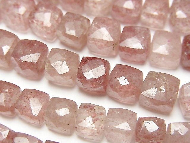 【動画】ピンクエピドートAA++ キューブカット6~7mm 1連(約18cm)の画像