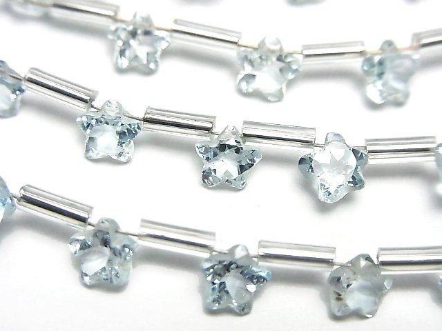 【動画】宝石質スカイブルートパーズAAA- スターカット6×6mm 1連(8粒)の画像