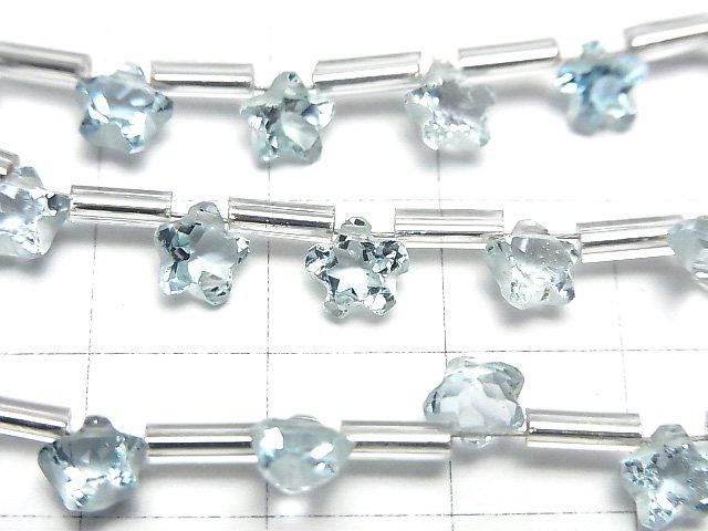 【動画】宝石質スカイブルートパーズAAA- スターカット6×6mm 1連(8粒) サムネイル2